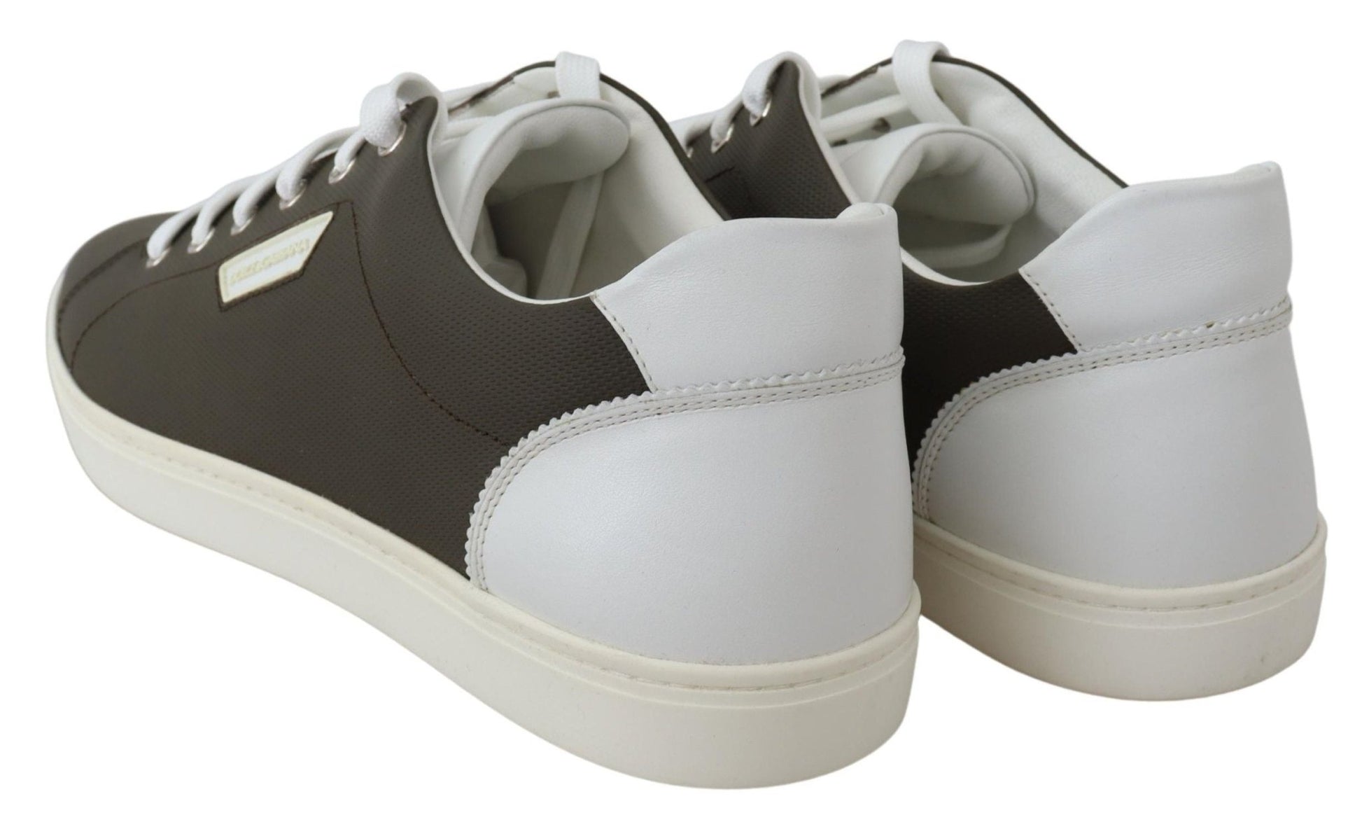 Dolce & Gabbana White Green Leather Low Top Sneakers Shoes - SMARTMARTNZ