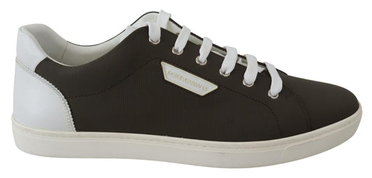 Dolce & Gabbana White Green Leather Low Top Sneakers Shoes - SMARTMARTNZ