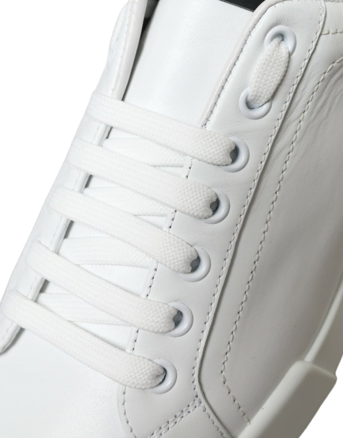 Dolce & Gabbana White Green Leather Portofino Sneakers Shoes - SMARTMARTNZ