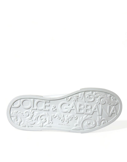 Dolce & Gabbana White Green Leather Portofino Sneakers Shoes - SMARTMARTNZ