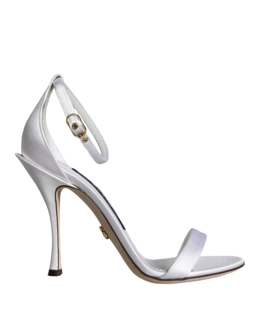 Dolce & Gabbana White KEIRA Heels Ankle Strap Sandals Shoes - SMARTMARTNZ
