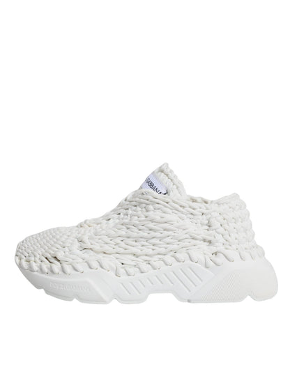 Dolce & Gabbana White Knitted Daymaster Sneakers Shoes - SMARTMARTNZ