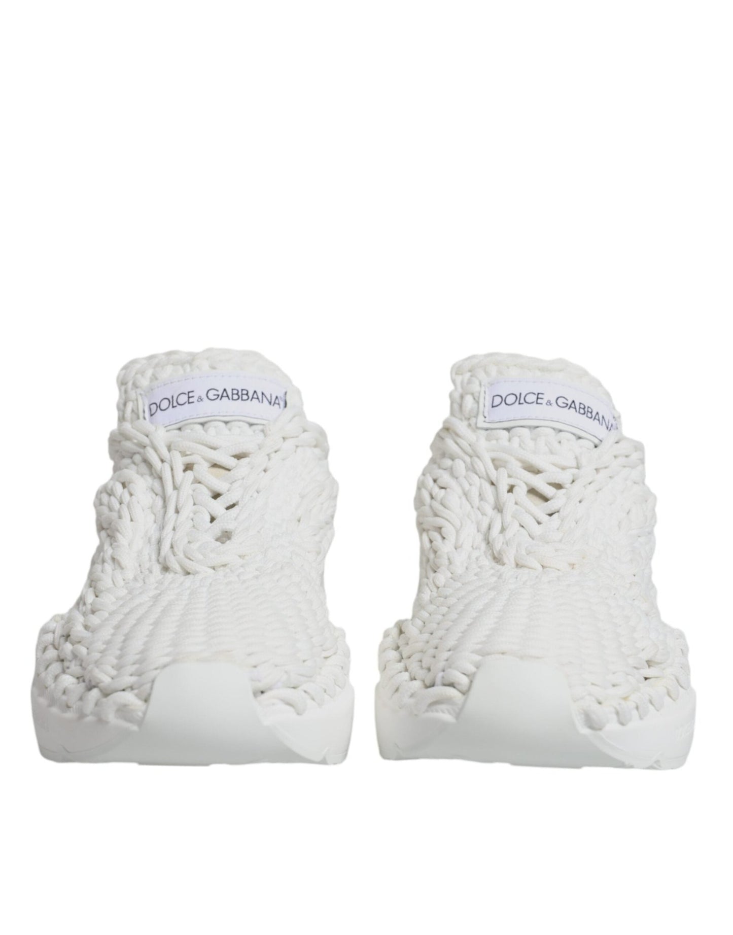 Dolce & Gabbana White Knitted Daymaster Sneakers Shoes - SMARTMARTNZ