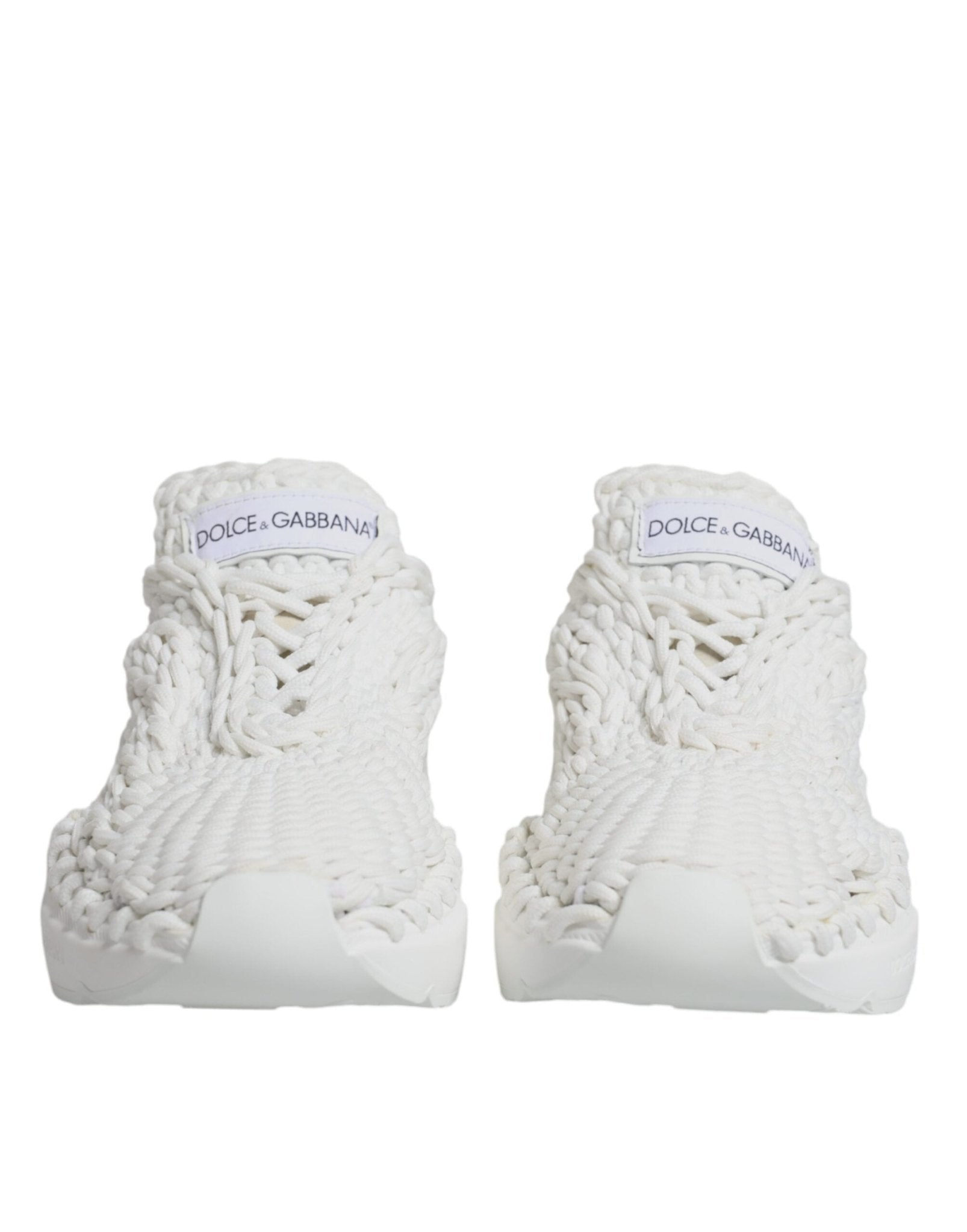 Dolce & Gabbana White Knitted Daymaster Sneakers Shoes - SMARTMARTNZ