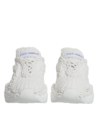Dolce & Gabbana White Knitted Daymaster Sneakers Shoes - SMARTMARTNZ