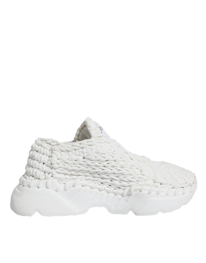 Dolce & Gabbana White Knitted Daymaster Sneakers Shoes - SMARTMARTNZ