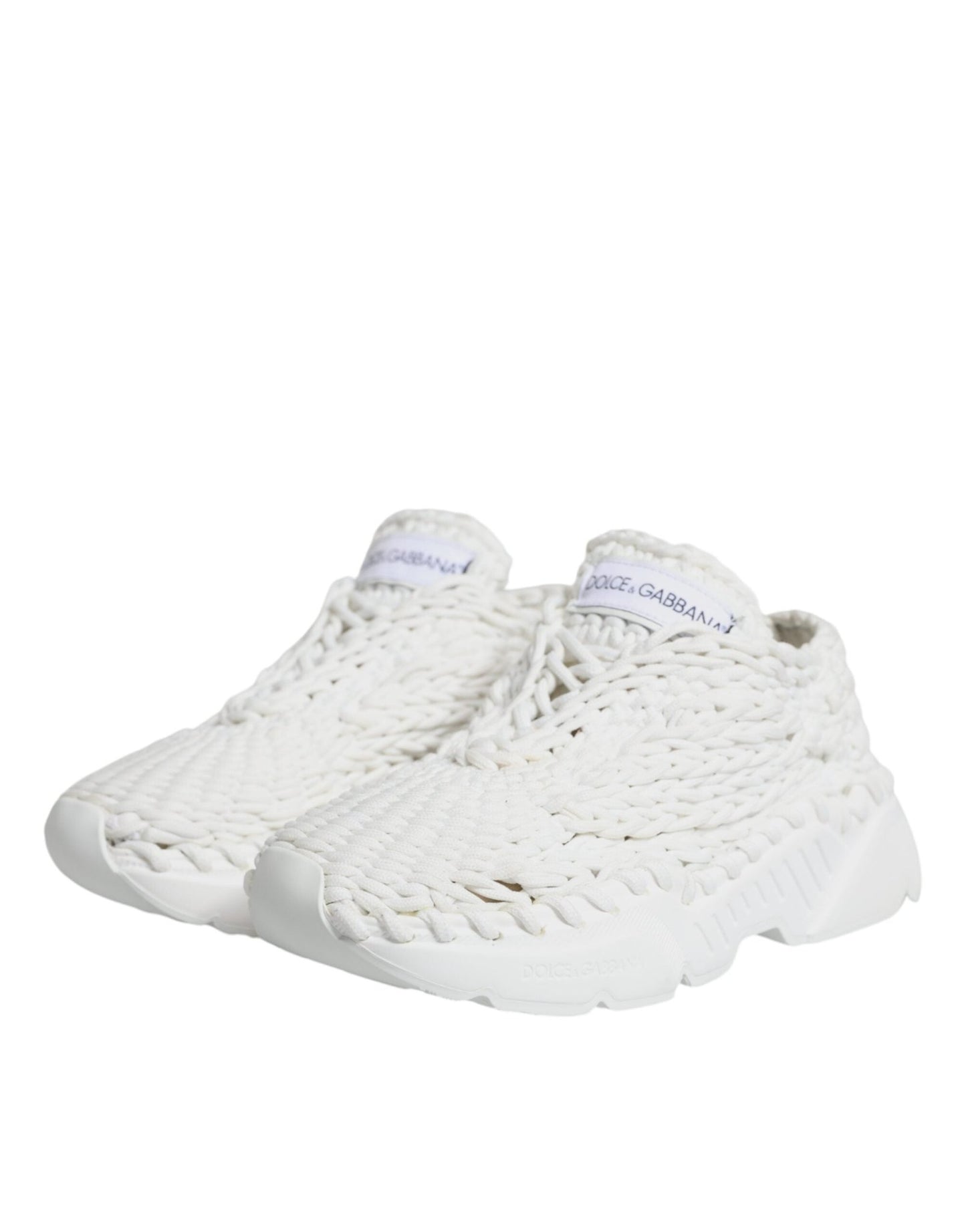 Dolce & Gabbana White Knitted Daymaster Sneakers Shoes - SMARTMARTNZ