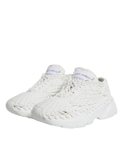 Dolce & Gabbana White Knitted Daymaster Sneakers Shoes - SMARTMARTNZ