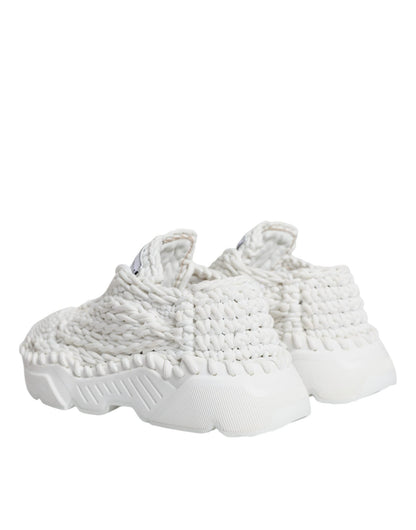 Dolce & Gabbana White Knitted Daymaster Sneakers Shoes - SMARTMARTNZ