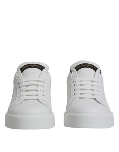 Dolce & Gabbana White Leather Classic Low Top Sneakers Shoes - SMARTMARTNZ