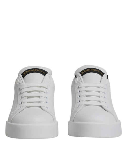 Dolce & Gabbana White Leather Classic Low Top Sneakers Shoes - SMARTMARTNZ