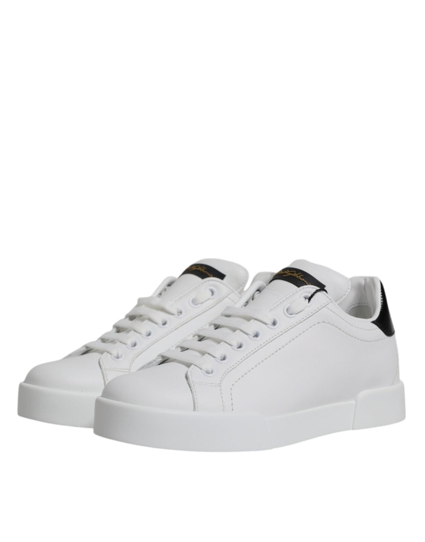 Dolce & Gabbana White Leather Classic Low Top Sneakers Shoes - SMARTMARTNZ