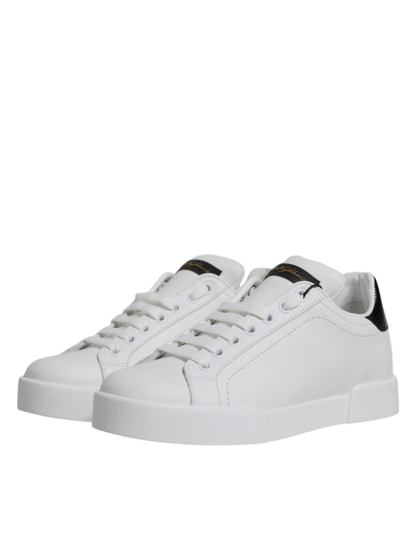 Dolce & Gabbana White Leather Classic Low Top Sneakers Shoes - SMARTMARTNZ