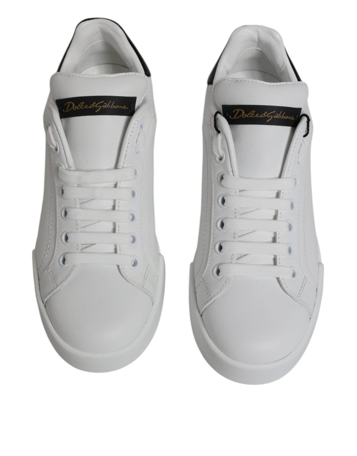 Dolce & Gabbana White Leather Classic Low Top Sneakers Shoes - SMARTMARTNZ