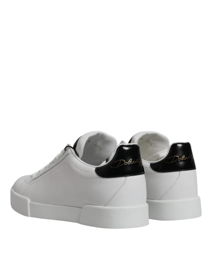 Dolce & Gabbana White Leather Classic Low Top Sneakers Shoes - SMARTMARTNZ
