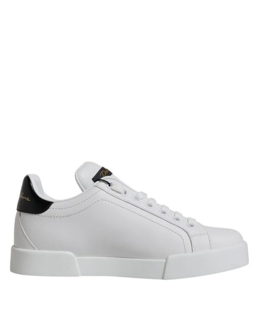 Dolce & Gabbana White Leather Classic Low Top Sneakers Shoes - SMARTMARTNZ