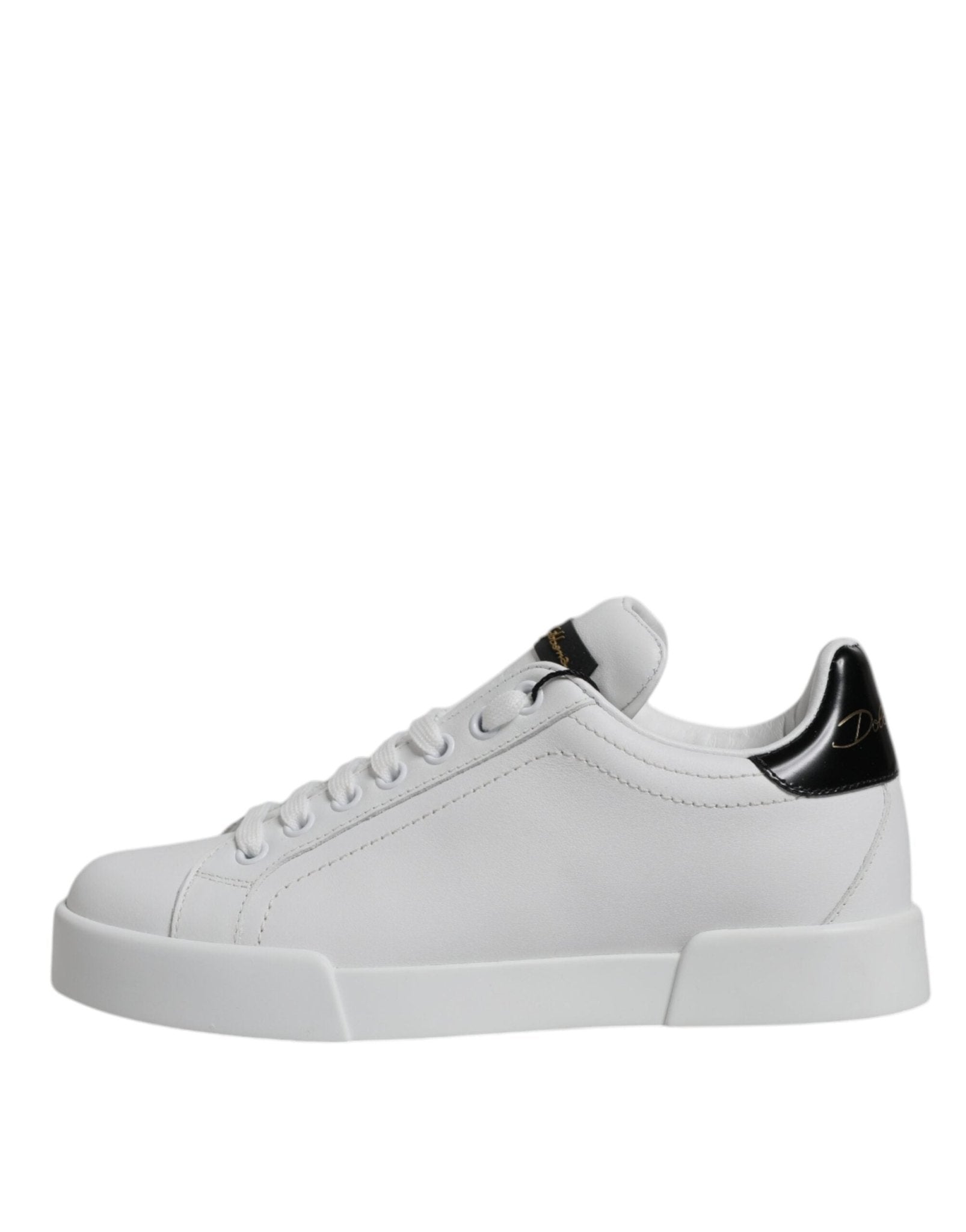 Dolce & Gabbana White Leather Classic Low Top Sneakers Shoes - SMARTMARTNZ