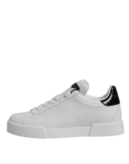 Dolce & Gabbana White Leather Classic Low Top Sneakers Shoes - SMARTMARTNZ