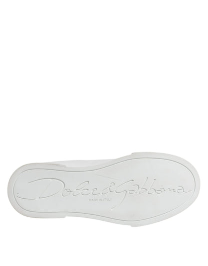 Dolce & Gabbana White Leather Classic Low Top Sneakers Shoes - SMARTMARTNZ