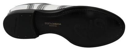 Dolce & Gabbana White Leather Derby Formal Black Lace Shoes - SMARTMARTNZ