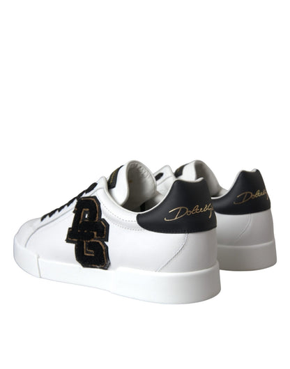 Dolce & Gabbana White Leather DG Logo Casual Low Top Sneakers Shoes - SMARTMARTNZ