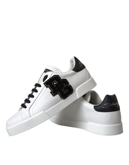Dolce & Gabbana White Leather DG Logo Casual Low Top Sneakers Shoes - SMARTMARTNZ