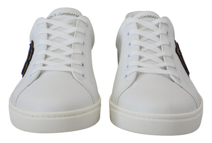 Dolce & Gabbana White Leather DG Logo Casual Sneakers Shoes - SMARTMARTNZ