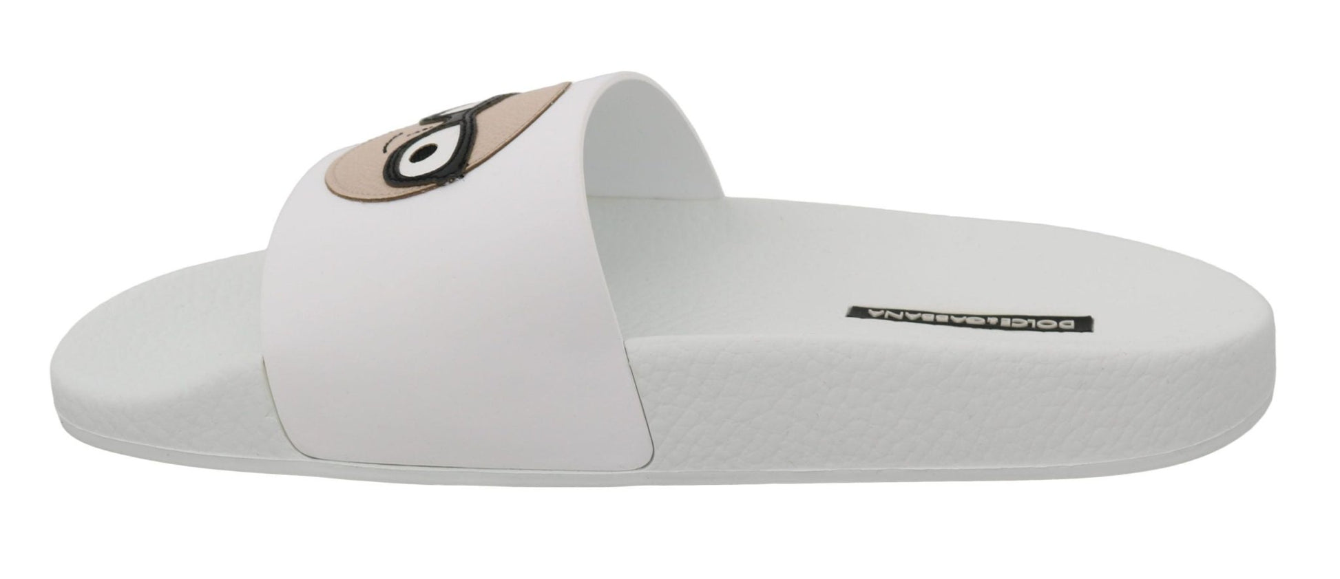 Dolce & Gabbana White Leather dgfamily Slides Shoes Sandals - SMARTMARTNZ