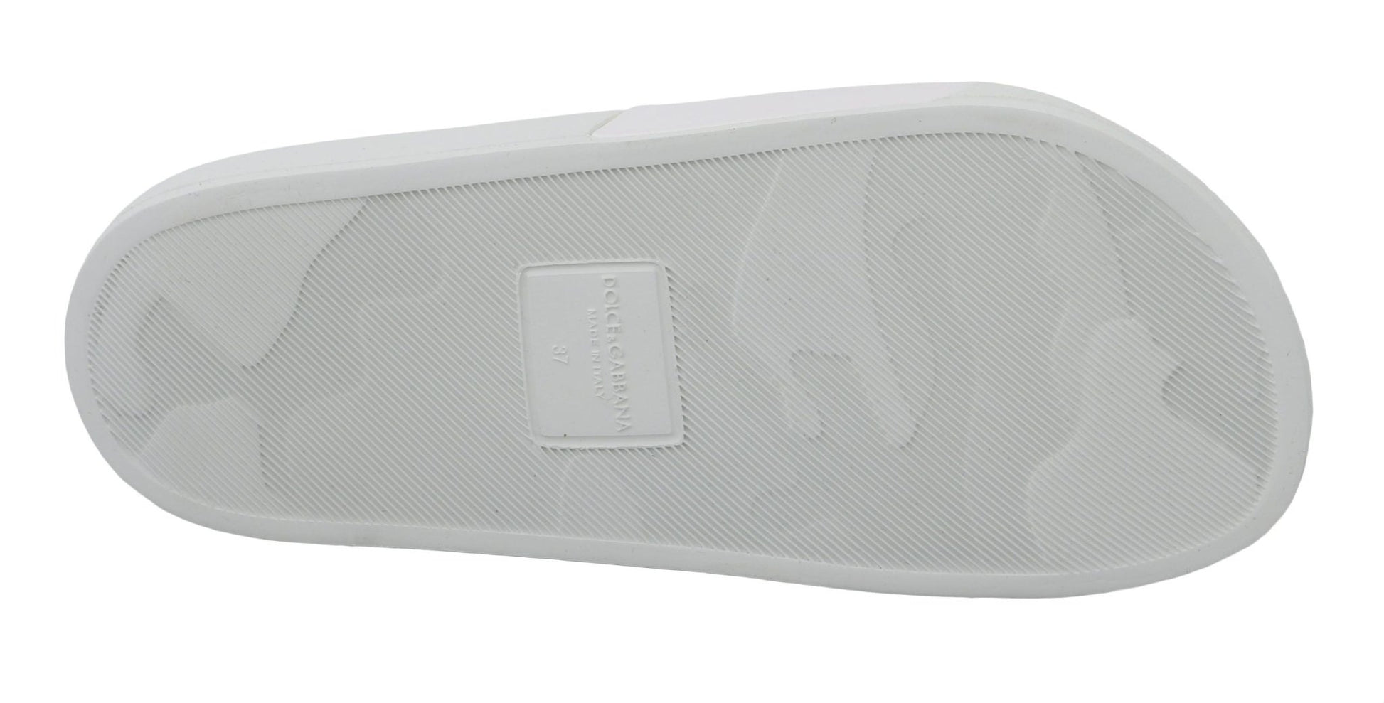 Dolce & Gabbana White Leather dgfamily Slides Shoes Sandals - SMARTMARTNZ