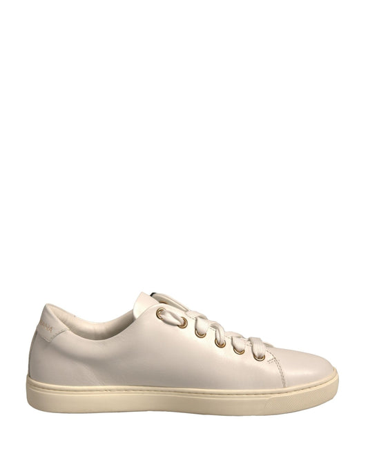 Dolce & Gabbana White Leather Gold Red Heart Sneakers Shoes - SMARTMARTNZ