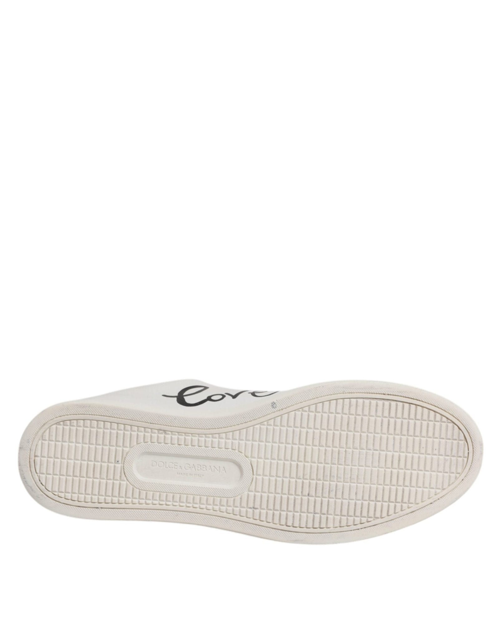 Dolce & Gabbana White Leather Heart Embellished Sneakers Shoes - SMARTMARTNZ
