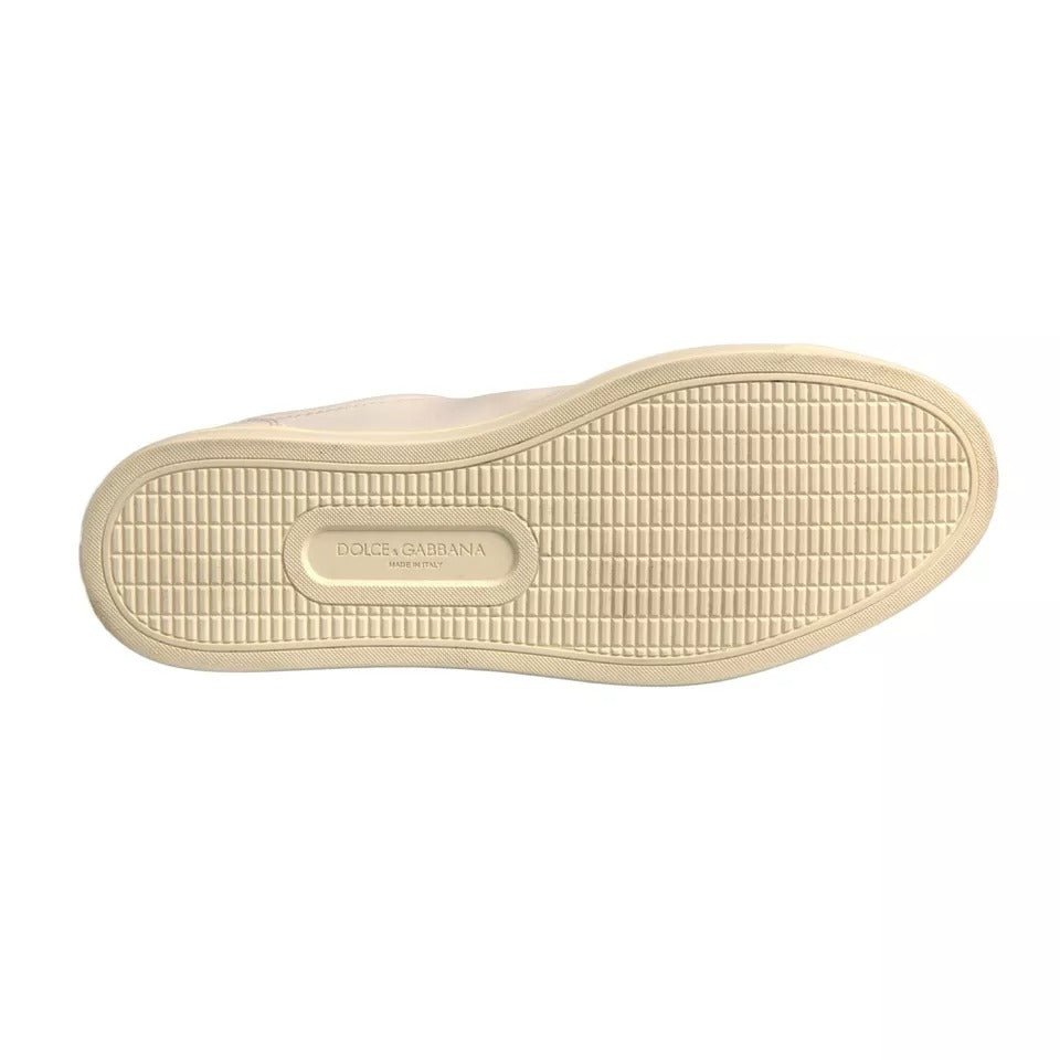 Dolce & Gabbana White Leather Heart Embellished Sneakers Shoes - SMARTMARTNZ