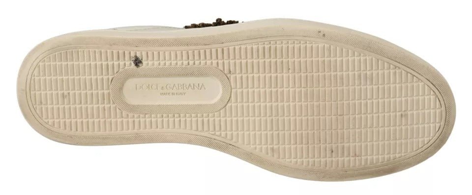 Dolce & Gabbana White Leather Heart Low Top Casual Sneakers Shoes - SMARTMARTNZ
