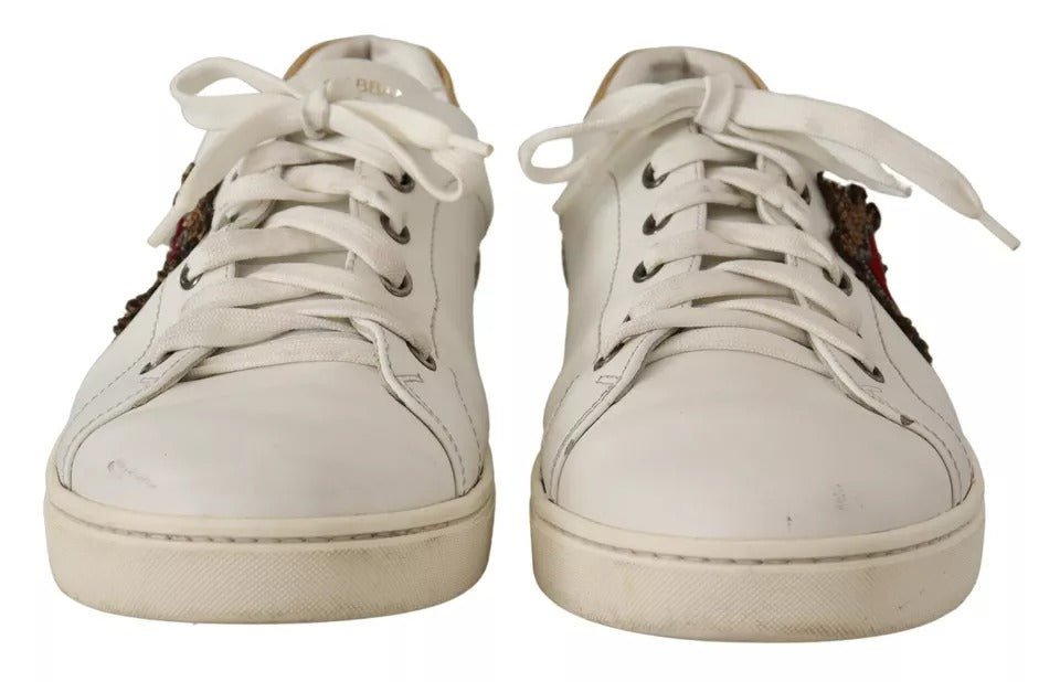 Dolce & Gabbana White Leather Heart Low Top Casual Sneakers Shoes - SMARTMARTNZ