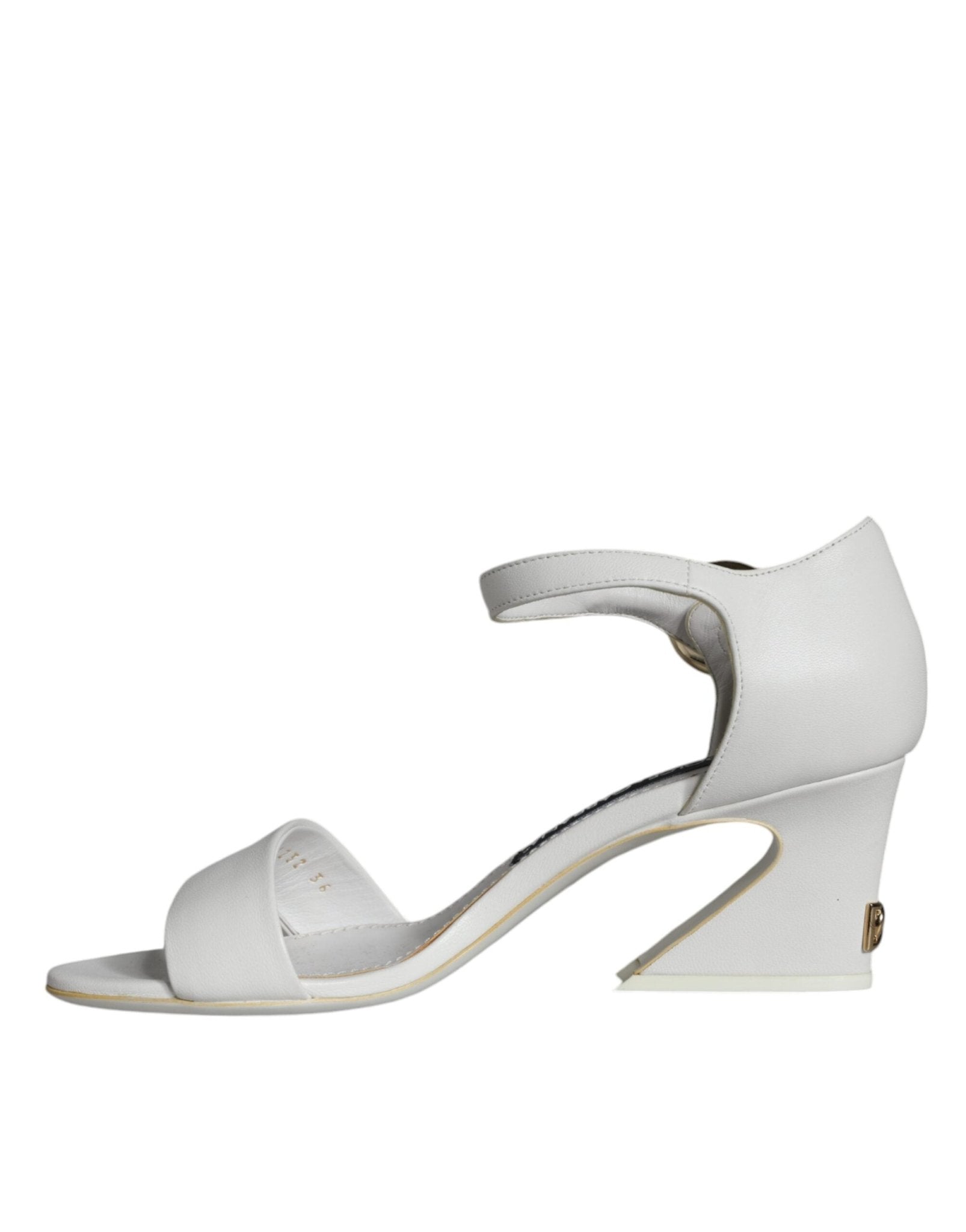 Dolce & Gabbana White Leather Heels Keira Sandals Shoes - SMARTMARTNZ