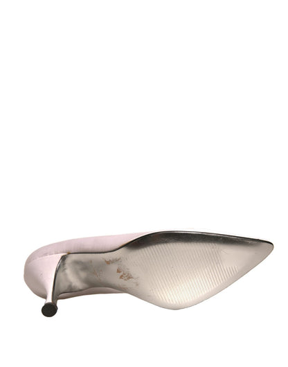 Dolce & Gabbana White Leather High Heels Women Pumps Shoes - SMARTMARTNZ
