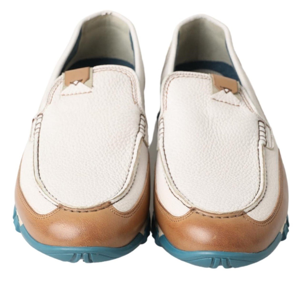 Dolce & Gabbana White Leather Loafers Moccasins Shoes - SMARTMARTNZ