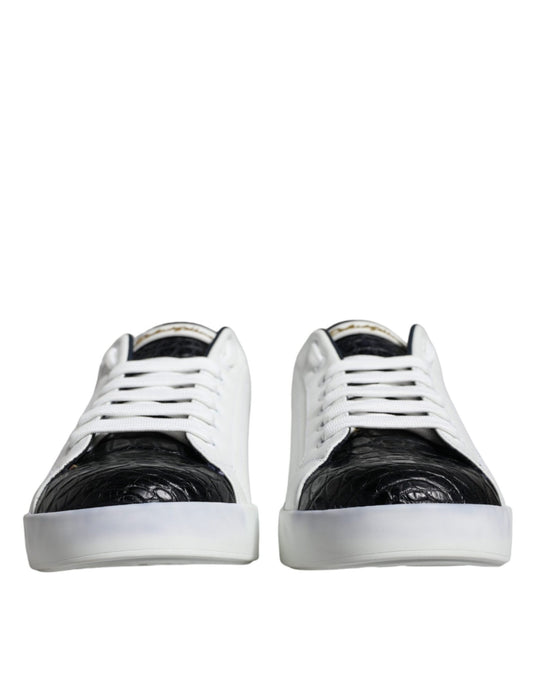 Dolce & Gabbana White Leather Logo Portofino Sneaker Shoes - SMARTMARTNZ