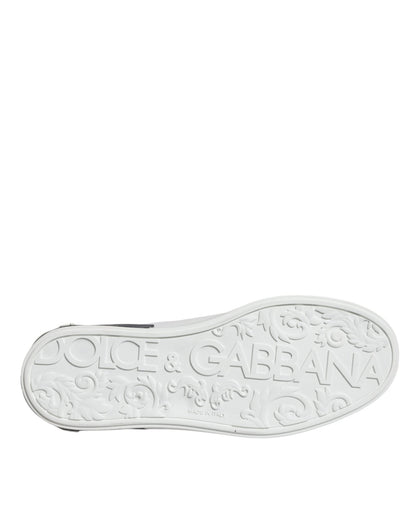 Dolce & Gabbana White Leather Logo Portofino Sneaker Shoes - SMARTMARTNZ