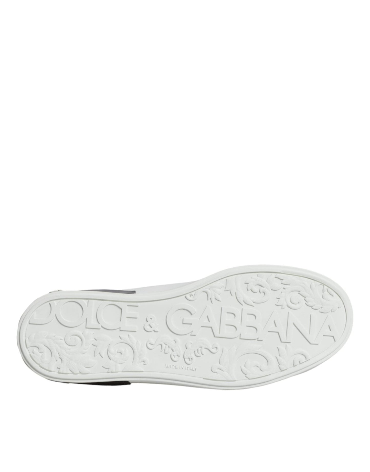 Dolce & Gabbana White Leather Logo Portofino Sneaker Shoes - SMARTMARTNZ