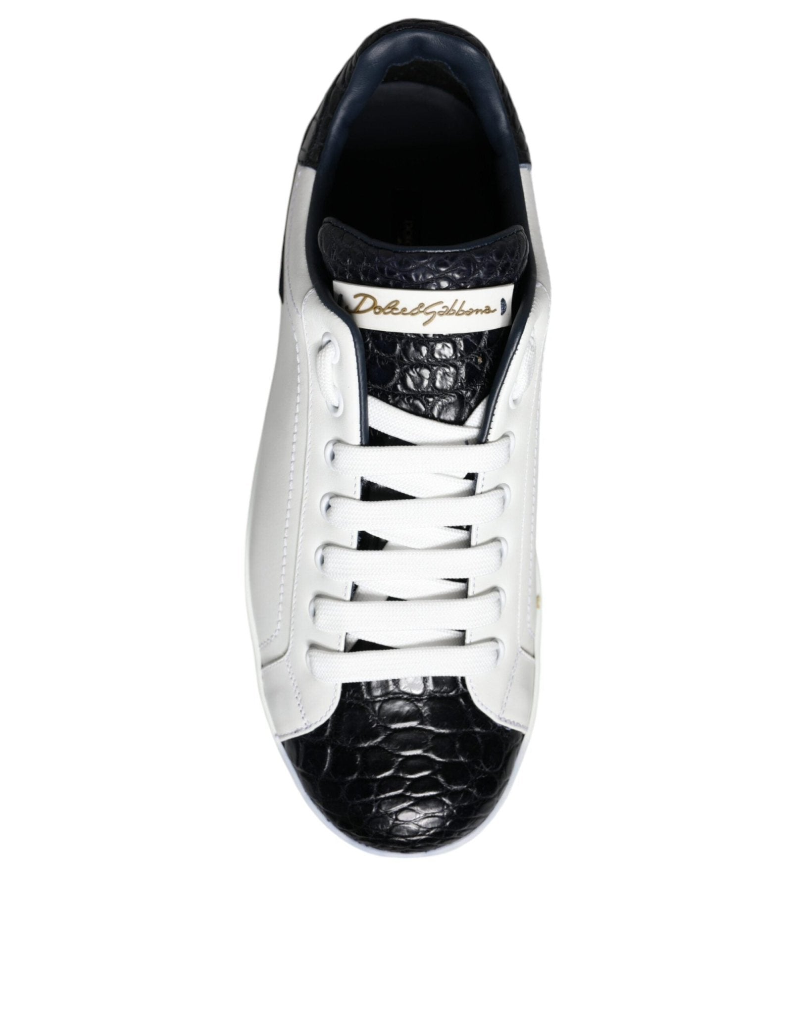 Dolce & Gabbana White Leather Logo Portofino Sneaker Shoes - SMARTMARTNZ
