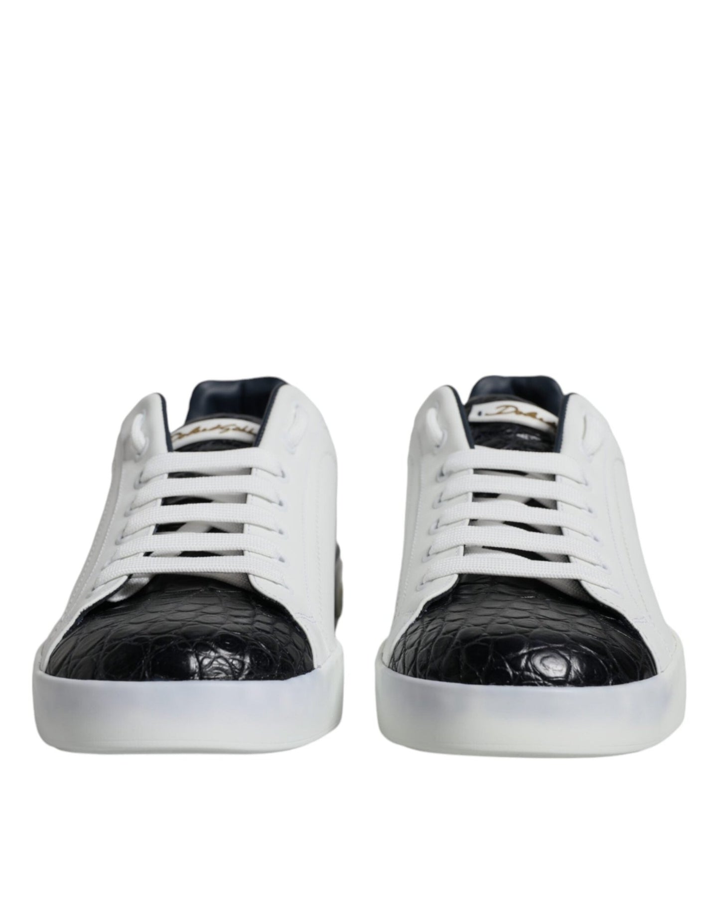 Dolce & Gabbana White Leather Logo Portofino Sneaker Shoes - SMARTMARTNZ