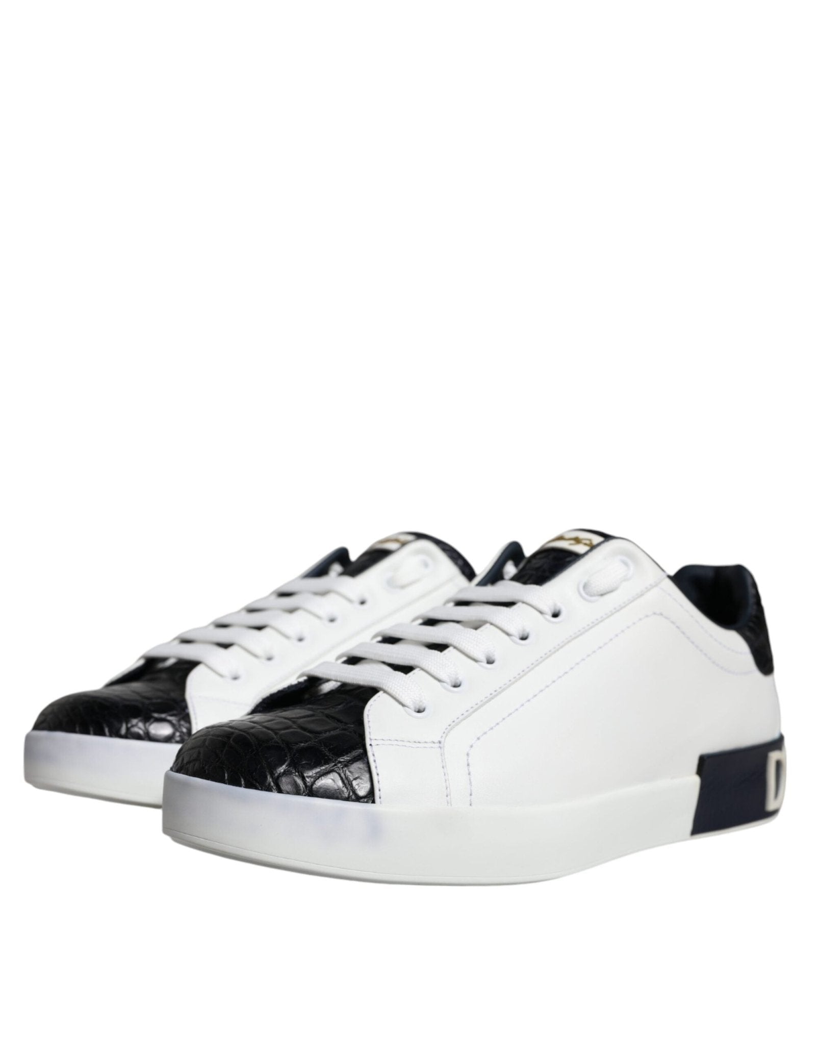 Dolce & Gabbana White Leather Logo Portofino Sneaker Shoes - SMARTMARTNZ