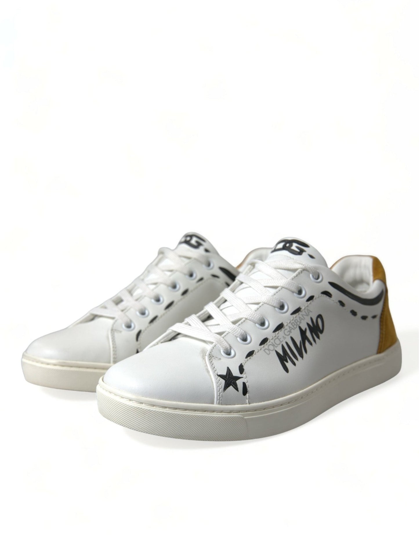 Dolce & Gabbana White Leather LOVE Milano Men Sneakers Shoes - SMARTMARTNZ