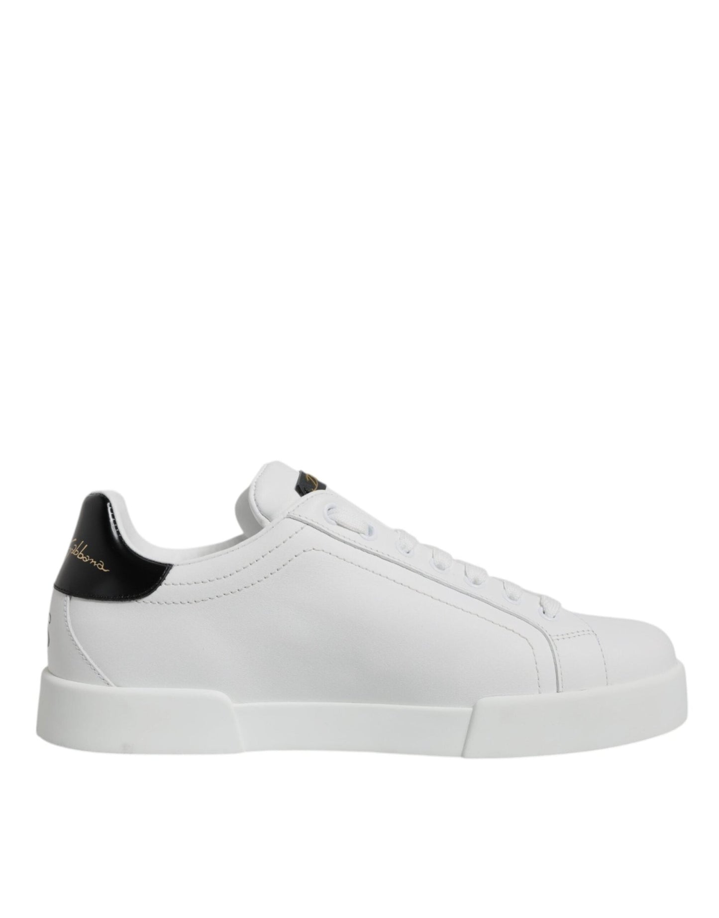 Dolce & Gabbana White Leather Low Top Lace Up Sneakers Shoes - SMARTMARTNZ
