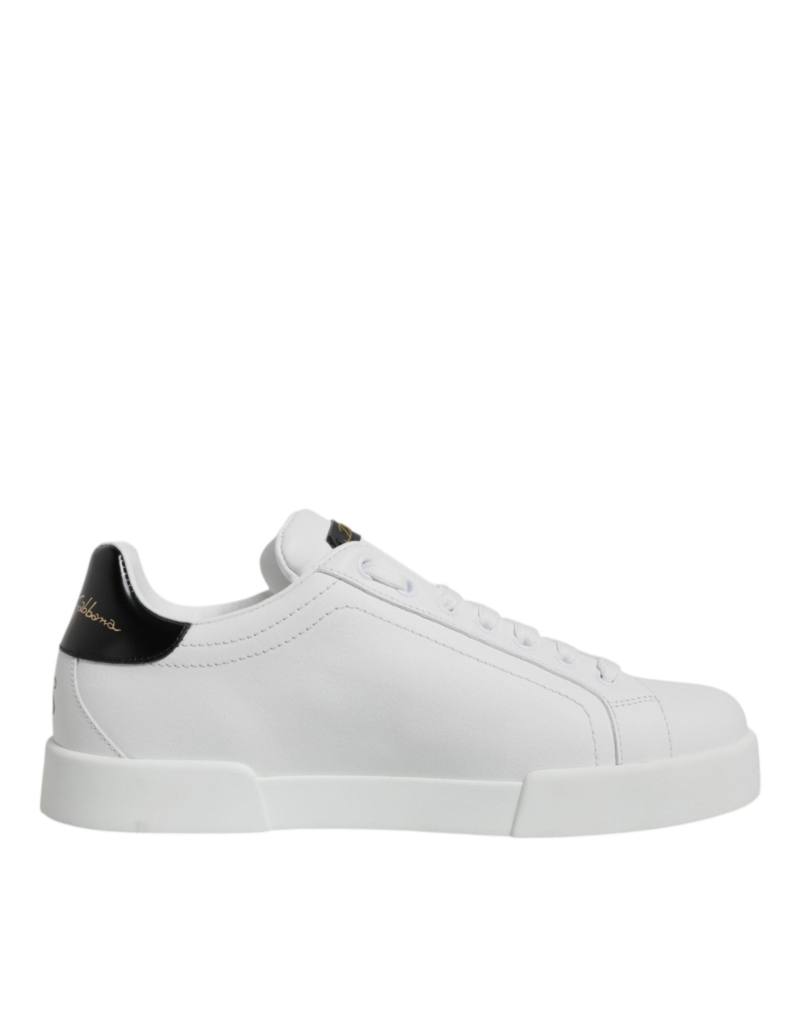 Dolce & Gabbana White Leather Low Top Lace Up Sneakers Shoes - SMARTMARTNZ
