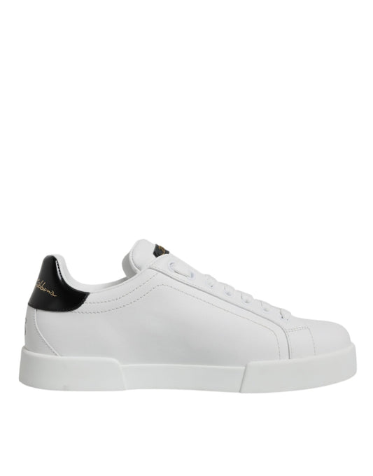 Dolce & Gabbana White Leather Low Top Lace Up Sneakers Shoes - SMARTMARTNZ