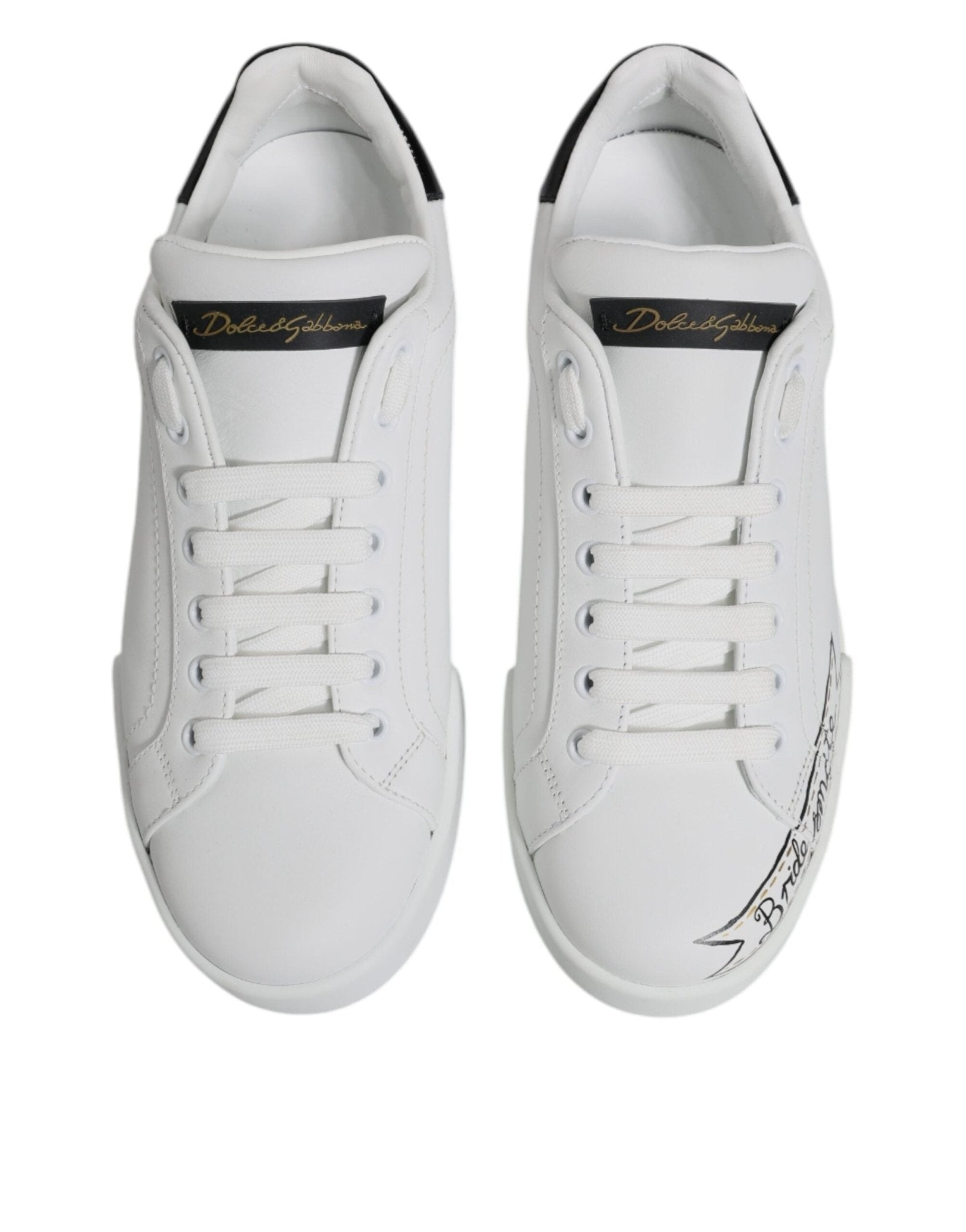 Dolce & Gabbana White Leather Low Top Lace Up Sneakers Shoes - SMARTMARTNZ