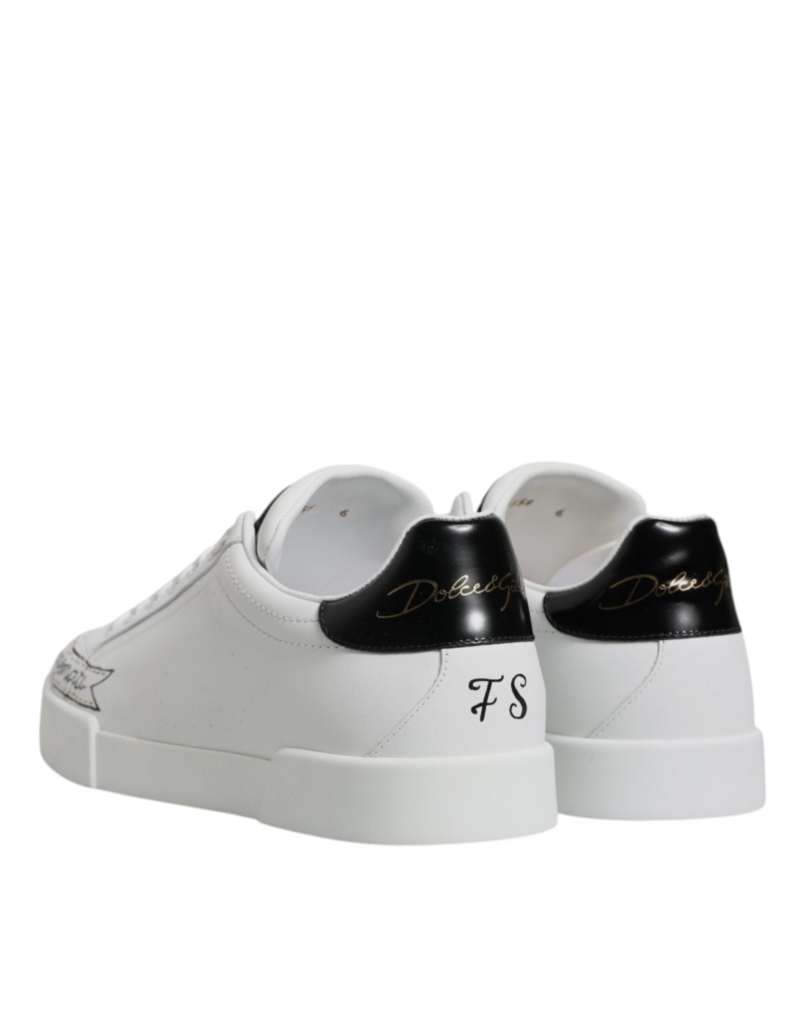 Dolce & Gabbana White Leather Low Top Lace Up Sneakers Shoes - SMARTMARTNZ