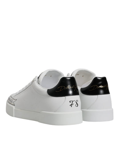 Dolce & Gabbana White Leather Low Top Lace Up Sneakers Shoes - SMARTMARTNZ